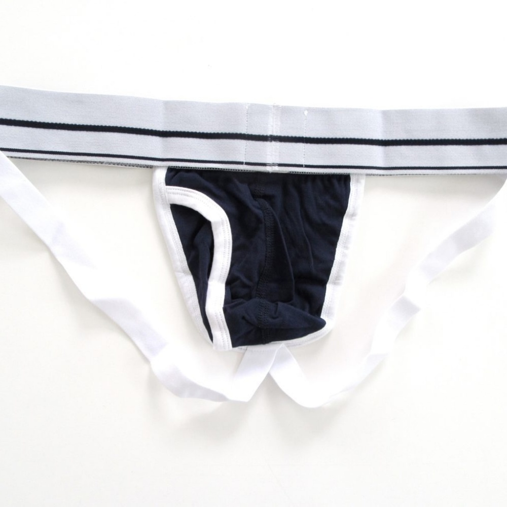 Navy Blue and White Jockstrap - Picture 2 of 2